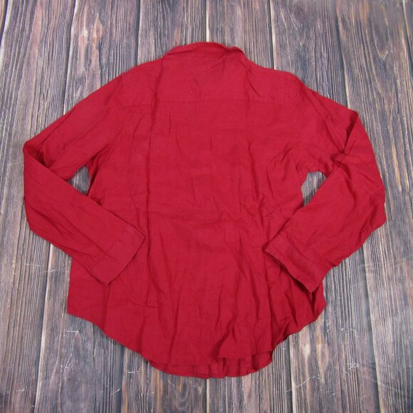 Lilly Pulitzer Women NEW XL Red Sea View Button Down Linen Shirt Beach Travel - Picture 4 of 5